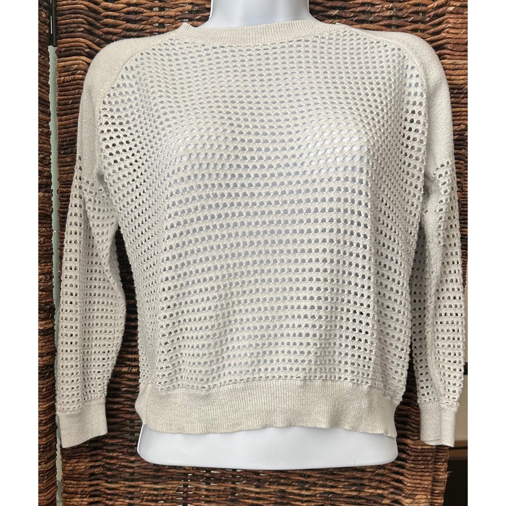 Express Metallic Knit Sweater Open Weave Sparkle Lightweight XS